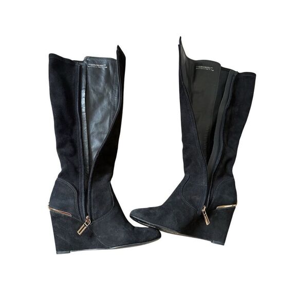 Tory Burch Suede Knee Wedge Tall High Boots size 7.5 Black - Picture 11 of 11